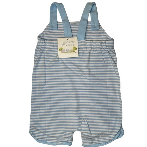 NWT - Trotter Street Kids Blue and White Cotton Striped Overalls - Picture 2 of 2